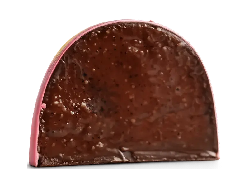 Gianduia cortado ao meio, mostrando o recheio